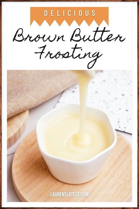 A versatile Fall classic, this Brown butter icing is super easy and super good! Its toasted, caramel flavor goes perfect on cakes, cupcakes, cookies and more! Brown Butter Frosting Recipe, Brown Butter Icing, Apple Oatmeal Cookies, Brown Butter Frosting, Decorator Frosting, Butter Icing, Browned Butter, Butter Frosting, Caramel Flavoring