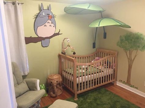 Anime Theme Nursery, Totoro Nursery Studio Ghibli, Nursery Ideas Anime, One Piece Nursery Theme, Anime Themed Nursery, Ghibli Themed Nursery, Nursery Ideas Nerdy, Animal Crossing Nursery Ideas, Studio Ghibli Themed Nursery