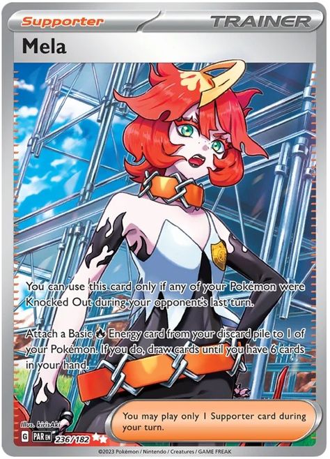 Mela - Paradox Rift #236 Mela Pokemon, Pokemon Character Design, Pretty Pokemon, Pokémon Scarlet Violet, Pokemon Cards For Sale, Pokémon Scarlet, Cool Pokemon Cards, Scarlet Violet, Shiny Pokemon