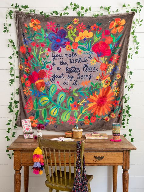 Better Place Tapestry Blanket – Natural Life Bright Artwork, Good Vibes Quotes, Tapestry Blanket, Quote Decor, Camp Fire, Super Soft Blanket, Mothers Day Special, Fur Blanket, Big Girl Rooms