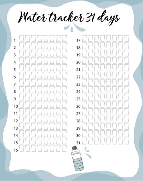 Water Planner, Planning Sport, Bullet Journal Templates, Bullet Journal Template, Study Planner Printable, Bullet Journal Ideas Templates, Bullet Journal Mood Tracker Ideas, Journal Templates, Water Tracker