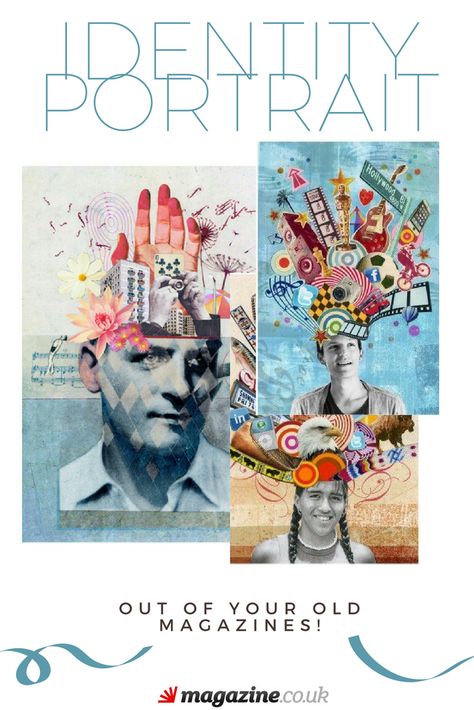 Identity Portrait out of Magazines | Magazine Crafts for Kids | magazine.co.uk Identity Project Ideas, Magazine Crafts For Kids, Art With Magazines Collage, Identity Portrait Art, Self Identity Art, Sculpture Self Portrait, Identity Art Project, Collage With Magazines Ideas, Collage Art Using Magazines