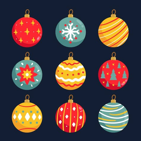 Free Vector | Hand drawn flat christmas ball ornaments collection Sticker Business, Christmas Tree Background, Merry Christmas Background, Ornament Drawing, Paper Christmas Ornaments, Mdf Crafts, Christmas Ball Ornaments, Business Christmas, Christmas Balls Decorations