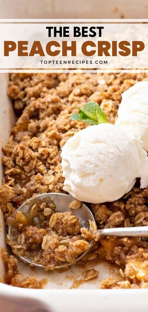 Peach Oatmeal Crisp, Peach Cobbler Crisp, Gluten Free Peach Crisp, Fresh Peach Crisp, Peach Oatmeal, Fresh Peach Recipes, Oatmeal Crisp, Peach Crisp Recipe, Peach Dessert Recipes