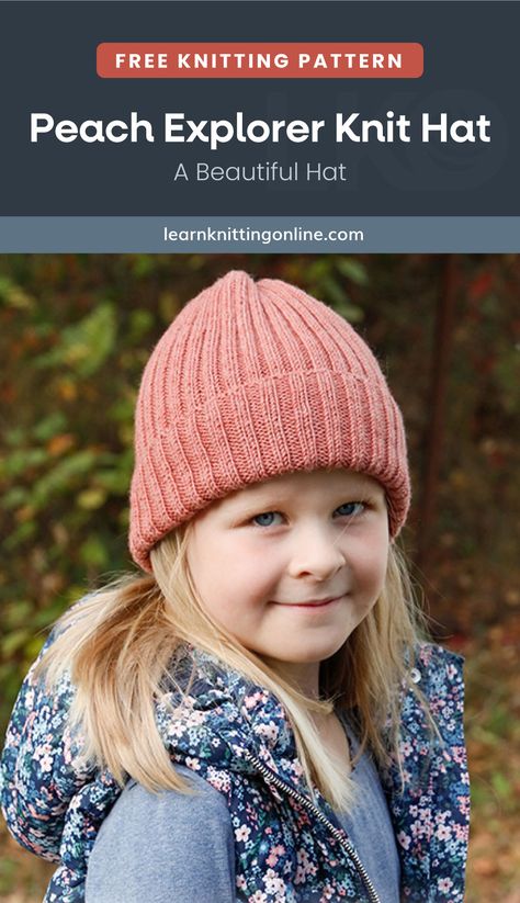 Toddler Hat Pattern, Child Hat Knitting Pattern, Learn Knitting, Hat Free Knitting Pattern, Winter Knitting Patterns, Fall Knitting Patterns, Beanie Pattern Free, Girls Knit Hat, Beanie Knitting Patterns Free