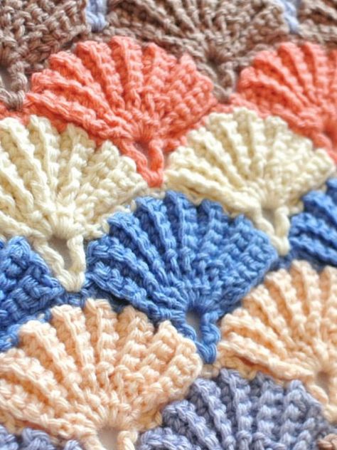 Crochet Shell Stitch Free Pattern - Free Crochet Patterns Mypicot Crochet, Crochet Shell Pattern, Picot Crochet, Háčkované Lemy, Magic Knot, Crochet Shell, Advanced Crochet, Crocheting Projects, Crochet Shell Stitch