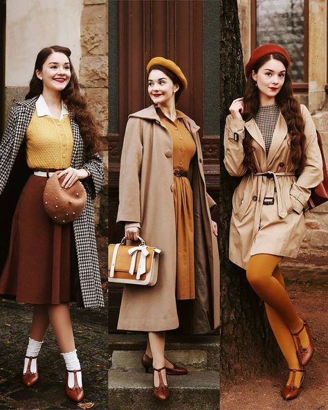 SHIRIN ALTSOHN (@shirinatra) • Instagram photos and videos Modern Retro Outfits, Retro Outfits For Women, Vintage Outfits Women, A Lot Of Shoes, Tan Tights, Belle Outfit, Yellow Tights, Forties Fashion, The Marvelous Mrs Maisel