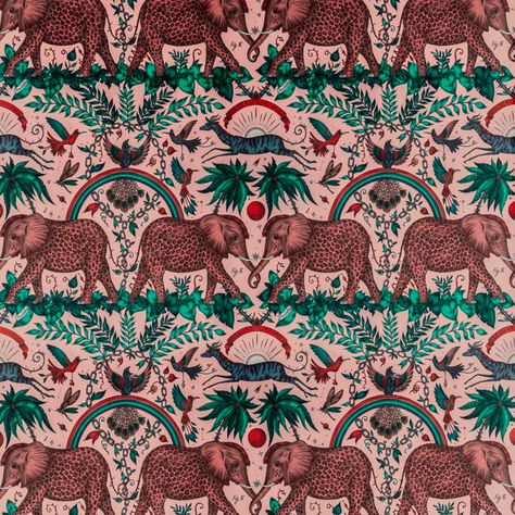 Clarke And Clarke Fabric, Latest Interior Design Trends, Velvet Pink, Modern Vintage Decor, Velvet Accents, Concept Home, Pink Animals, Fabric Houses, Cole And Son