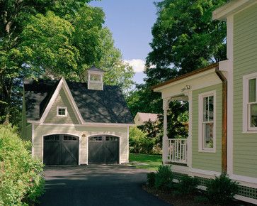 Victorian Carriage House - looks way better than the traditional detached garage Diy Garage Plans, Detached Garage Designs, Green Siding, Garage Plans Detached, Carriage House Garage, Victorian Exterior, Garage Door Types, Garage Door Styles, Carriage House Plans