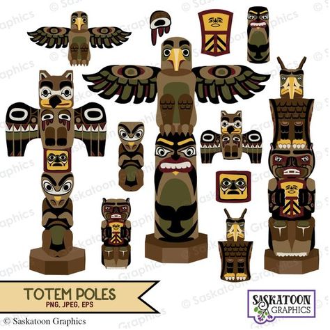 Native American Totem Poles, Totem Pole Art, Native American Projects, Native American Totem, Simple Collage, Tiki Totem, Haida Art, Pole Art, Totem Poles