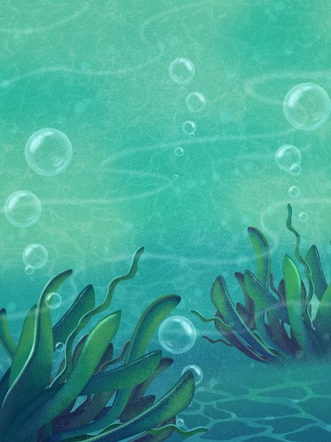 Hand drawn underwater landscape green background material painted,underwater,underwater,green background,water grass,blister,background Underwater Cartoon Wallpaper, Cartoon Underwater Scene, Ocean Drawing Background, Underwater Background Drawing, Underwater Cartoon Backgrounds, Underwater Watercolor Painting Easy, How To Paint Underwater, Water Surface Drawing, Under The Water Drawing