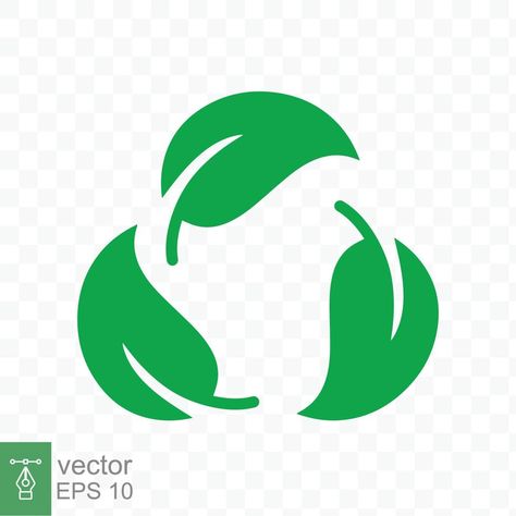 Recycle icon. Green leaf circle logo, biodegradable recyclable plastic free package symbol, eco friendly product template. Vector illustration isolated. EPS 10. Recycle Icon, Eco Friendly Product, Standee Design, Recycle Logo, App Background, Product Template, Roast Coffee, Circle Logo, Circle Logos