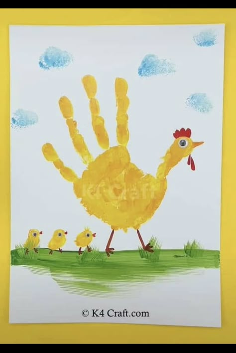 Farm Animal Crafts, Kindergarden Activities, Toddler Arts And Crafts, Preschool Arts And Crafts, Preschool Art Activities, Handprint Crafts, Ideas For Easter, Kindergarten Crafts, Daycare Crafts