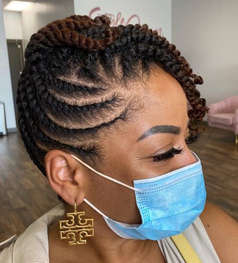 Protective Two-Tone Short Twists Natural Hair Flat Twist, Thick Natural Hair, Flat Twist Hairstyles, Twist Updo, Short Twists, Flat Twist Updo, Twisted Hair, Natural Hair Stylists, Protective Hairstyles For Natural Hair