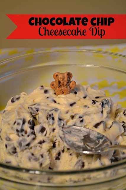 Chocolate Chip Cheesecake Dip, serve with Teddy Grahams for dipping! Chocolate Chip Cheesecake Dip, Desert Dips, Chocolate Chip Dip, Teddy Grahams, Party Dip, Cheesecake Dip, Chocolate Chip Cheesecake, Sweet Dips, Dessert Dips