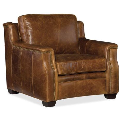 Hooker Furniture Yates Stationary Chair SS519-01-087 | Bellacor Dark Brown Chair, Office Chair Diy, Hooker Furniture Living Room, Brown Chair, Leather Club Chairs, Leather Accent Chair, Hooker Furniture, Diy Chair, Club Chair