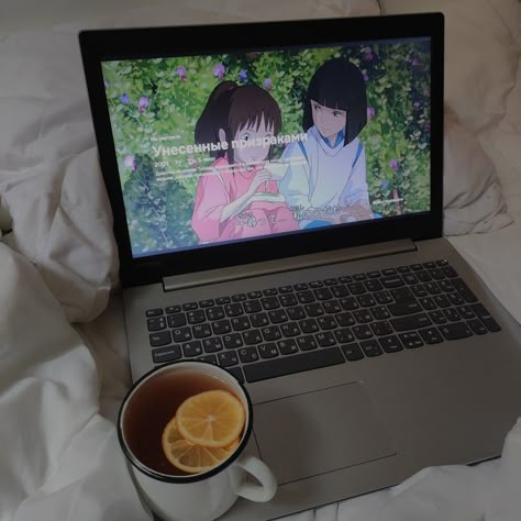 Computer On Bed Aesthetic, Watching Ghibli Aesthetic Laptop, Laptop Movie Aesthetic, Watching Aesthetic Laptop, Movie Laptop Aesthetic, Movie Aesthetic Laptop, Movie Marathon Aesthetic Laptop, Watching Anime On Laptop, Watching Movies Aesthetic Night Laptop