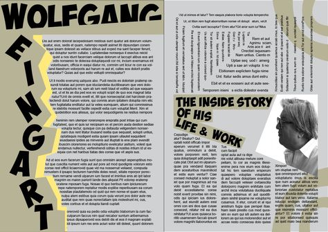 Graphic Designer Wolfgang Weingart inspired double page spread made in mainly Adobe illustrator and InDesign #DoublePageSpread #Typography #Graphics News Magazine Design, School Magazine Ideas Layout Design, Double Spread Magazine Layout, Double Page Spread Design, Magazine Double Page Spread, Magazine Spread Design, School Magazine Ideas, Magazine Page Design, Indesign Inspiration