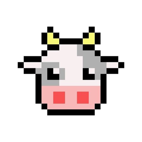 Pixel Cow, Cow Pixel Art, Cow Drawing, Pixel Art Characters, Pixel Art Pattern, Art Characters, Cute Cows, Graph Paper, Pattern Art