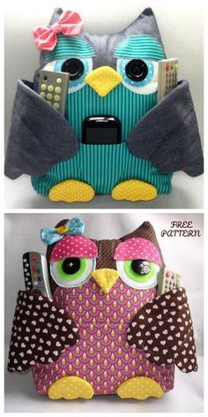 DIY Fabric Owl Buddy Organizer Free Sewing Pattern Stuffed Owls Pattern Sewing Projects, Owl Pillow Pattern Free, Owl Doorstop Pattern Free, Owl Pillow Pattern Free Sewing, Fabric Owls To Make, Free Owl Sewing Pattern, Owl Quilt Pattern Free, Owl Diy Crafts, Diy Owl Crafts