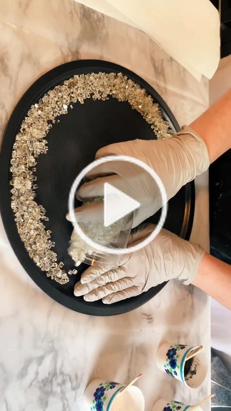 Abstract Amber(@abstract.amber) on TikTok: Trying out a geode resin tray! #resin #resinart #geode #resingeode #epoxy #epoxyart #epoxypour #fyp #foryoupage #art #paint #mixedmedia Round Geode Resin Art, Round Resin Tray, Geode Resin Tray, Epoxy Resin Tray, Tray Resin, Amber Resin, Resin Tray, Spray Foam, Round Tray