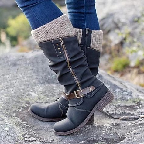 Orthopedic Shoes Stylish, Anna Karina, Low Heel Boots, Orthopedic Shoes, Round Toe Shoes, Zipper Boots, Winter Snow Boots, Calf Boots, Mid Calf Boots