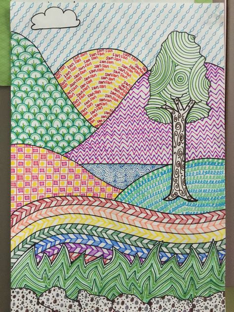 Line Art For Kids 65 Ideas 23A Line Art Projects, Elementary Art Projects, Homeschool Art, Art Lessons Elementary, School Art Projects, Doodle Art Designs, Art Drawings For Kids, בר מצווה, Zentangle Art