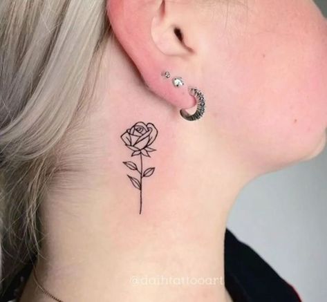 Pink Tattoo Studio, Tattoo Studio Aesthetic, Tatoo Rose, Back Ear Tattoo, Cute Halloween Tattoos, Pink Tattoo, Kunst Tattoos, Delicate Tattoo, Dope Tattoos For Women