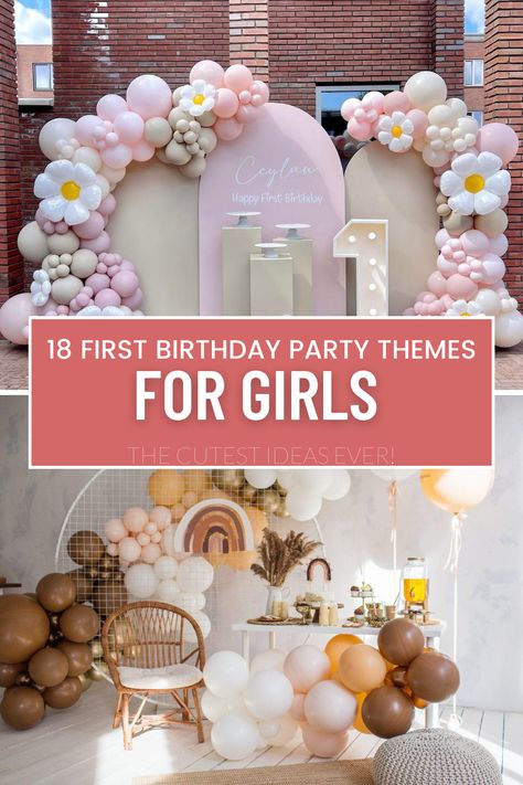 Explore the most enchanting 1st birthday party themes for little girls! From whimsical unicorns to adorable woodland creatures, this collection is sure to steal your heart. Discover endless inspiration for creating magical memories that will be cherished forever. #FirstBirthdayParty #GirlBirthdayThemes #PartyIdeas Birthday Ideas For 1 Year Girl, Unique Baby Birthday Party Themes, Magical One First Birthday, Easy First Birthday Theme, June 1st Birthday Girl, 1st Year Birthday Party Ideas, 1 Year Birthday Party Ideas Girl Theme, Birthday Ideas For Baby Girl 1st, Indoor 1st Birthday Party Ideas