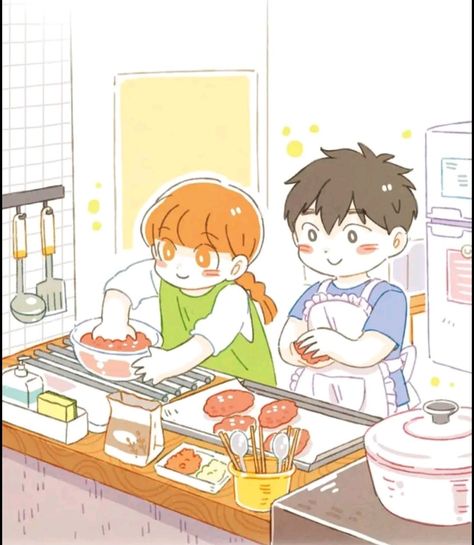 Chibi Cooking, Baking Drawing, Cook Illustration, Notion Inspo, Anime Magic, Couple Cooking, Food Cartoon, Joy Of Cooking, Role Model