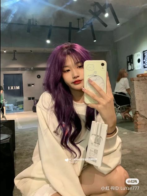 Purple Hair, A Girl, Purple, Hair