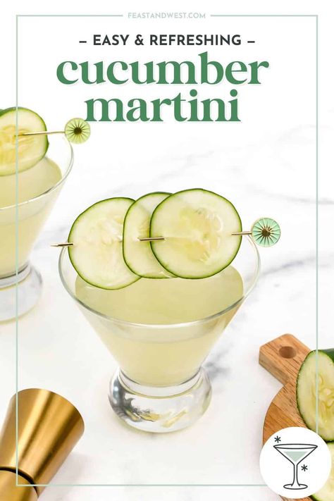 Enjoy the fresh taste of cucumbers, herbaceous gin and dry vermouth in a classy Cucumber Martini. Sweet Martini Recipes, Cucumber Martini Recipe, Cucumber Gimlet, Cucumber Martini, Sweet Martini, Frozen Drinks Alcohol, Cucumber Drink, Cucumber Appetizers, Breakfast Cocktails