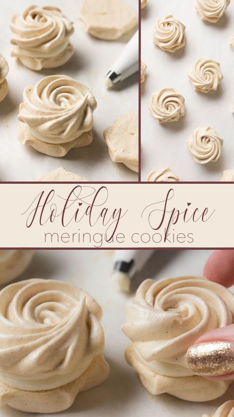 Gingerbread Meringue Cookies, Pavlova Flavors, Small Batch Meringue Cookies, Meringue Sandwich Cookies, Meringe Dessert, Merguine Cookies Recipe, Flavored Meringue Cookies, Meringue Cookies With Meringue Powder, Xmas Meringues