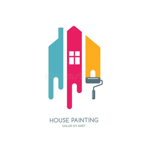 House Painting Service, Decor And Repair Multicolor Icon. Vector Logo, Label, Emblem Design. Stock Vector - Illustration of business, architecture: 78842768 Paint Logo Design Graphics, Paint Logo Design, Painting Logo Design, Paint Logo, Logo Painting, Logos Vintage, Painting Logo, Logo Design Inspiration Creative, Building Logo