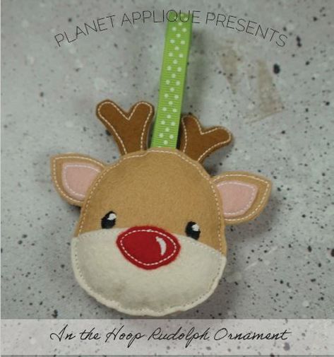 Reindeer Ornament, Reindeer Ornaments, Applique Embroidery Designs, Embroidery Applique, Embroidery Patterns, Reindeer, Planets, Sugar Cookie, Embroidery Designs