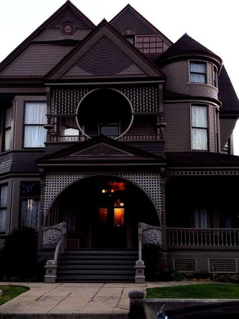 Imgur Post - Imgur Black Houses, Bg Design, Victorian Houses, Victorian Architecture, Victorian House, Gothic House, House Goals, Pretty House, Beautiful Architecture