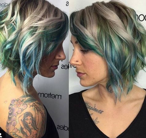 Ombré Short Hair, Blue Balayage, Bob Balayage, Bob Hair Color, Short Ombre Hair, Balayage Ombré, Edgy Pixie, Ombre Hair Blonde, Long To Short Hair