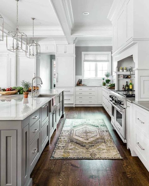 Transitional Style Kitchen, White Kitchen Countertops, Beach House Renovation, Transitional Kitchen Design, Visual Comfort Lighting, Transitional Decor Bedroom, Gray And White Kitchen, White Kitchen Remodeling, Dream Kitchens Design