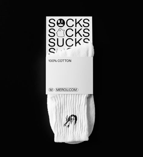 Merou - sasykmihal Typography Packaging, Socks Packaging, Short Movies, Packing Design, Symbol Logo, Clothing Tags, Tag Design, Packaging Design Inspiration, Designer Socks