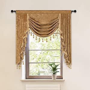 Luxury Window Curtains, Valances For Living Room, Waterfall Valance, Chenille Curtains, Luxury Windows, Kitchen Luxury, Blue Curtains, Curtain Valance, Modern Curtains