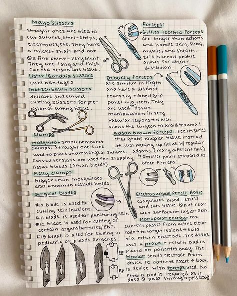 Surgical Instruments Notes 📝 of course you need to know the basics before entering the OR! Over time I learned the various purposes that these instruments have when it comes to plastics- especially the bipolar/monopolar mechanism. I plan to post some facial anatomy notes before hitting facelift techniques soon 🥲 #studygram #bujo #bujoideas #medicalstudent #notes Anesthesiologist Aesthetic, Anatomy Notes, Facial Anatomy, Medical Student Motivation, Medical School Inspiration, Surgical Instruments, School Inspiration, Student Motivation, Med School