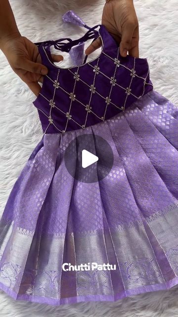 Chutti Pattu on Instagram: "💜 Lovely lavendar tieup frock 💜  Our beautiful best-seller color combo in tieup frock pattern 😍  Item code: CPM_0149  Fabric: Kanchipuram soft silk  🌟 Silver beads work on the top portion,giving it an elegant look🥰.  Can't wait to see your little chutties in this beautiful color combo outfit.  Here are the Terms and Conditions:  * Kindly DM us for orders and queries  * We take Urgent orders too * Customizations can be done (Price may vary according to size and age) * Extra allowances only provided for sides of the top (not applicable for skirts) * Only Online payments, No COD available * Color may slightly vary in real time because of lighting and camera settings. * Orders will be dispatched within 2 weeks.  To order, DM us or WhatsApp at +91 87789 13557  # Silk Saree Frock Dresses, Kids Pattu Frock Designs, Baby Pattu Frocks Designs, Pattu Frocks For Kids, Pattu Lehenga For Kids, Frock Pattern, Blue Blouse Designs, Frocks For Kids