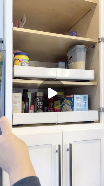 How To Organize A Deep Pantry Cabinet, Deep Cabinet Storage Solutions, Kitchen Pantry Organization Cabinets, Deep Cabinet Pantry Organization, How To Organize Deep Pantry Shelves, Organizing Deep Cabinets, Deep Shelf Pantry Organization, Cabinet Pantry Design, Small Kitchen Organization Ideas Space Saving