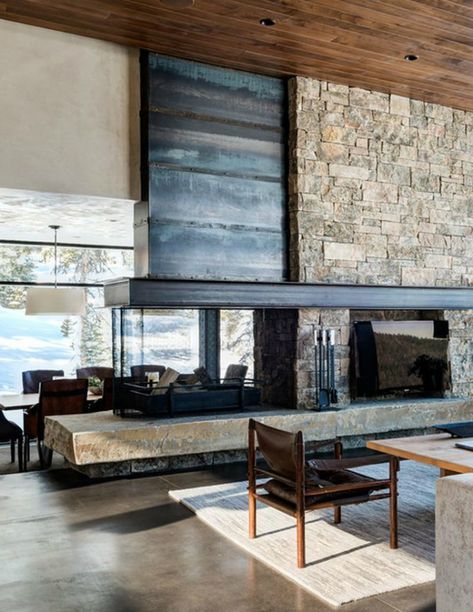 Fireplace Styles, Sleek Fireplace, Mountain Interiors, Cottage Room, Brick Decor, Mantel Design, Modern Mountain Home, Rustic Fireplaces, Belek