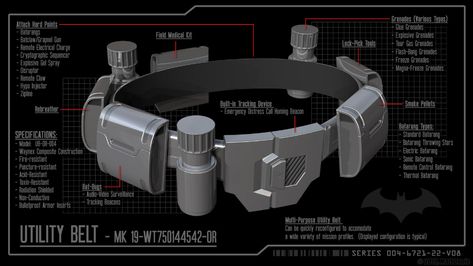 Batman Arkham Origins - Utility Belt - Schematics by Ravendeviant on DeviantArt Superhero Gadgets, Batman Utility Belt, Batman Gadgets, Batman Belt, Iron Batman, Robin Suit, League Of Heroes, Arkham Origins, Batman Suit