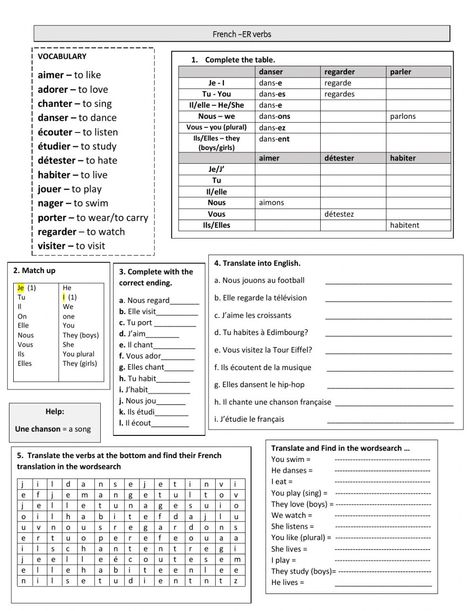 Er Verbs French Activities, French Conjugation Worksheets, French Er Verbs, Grade 4 French Worksheets, Er Verbs French Exercise, French Verbs Conjugation Worksheets, Persuasive Essay Outline, French Classroom Decor, Flashcard Maker