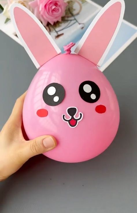 Ballon Crafts, Bubble Crafts, Diy Mother's Day Crafts, Balloon Crafts, Hand Crafts For Kids, Crafty Kids, Bunny Crafts, Kids' Crafts, Balloon Diy