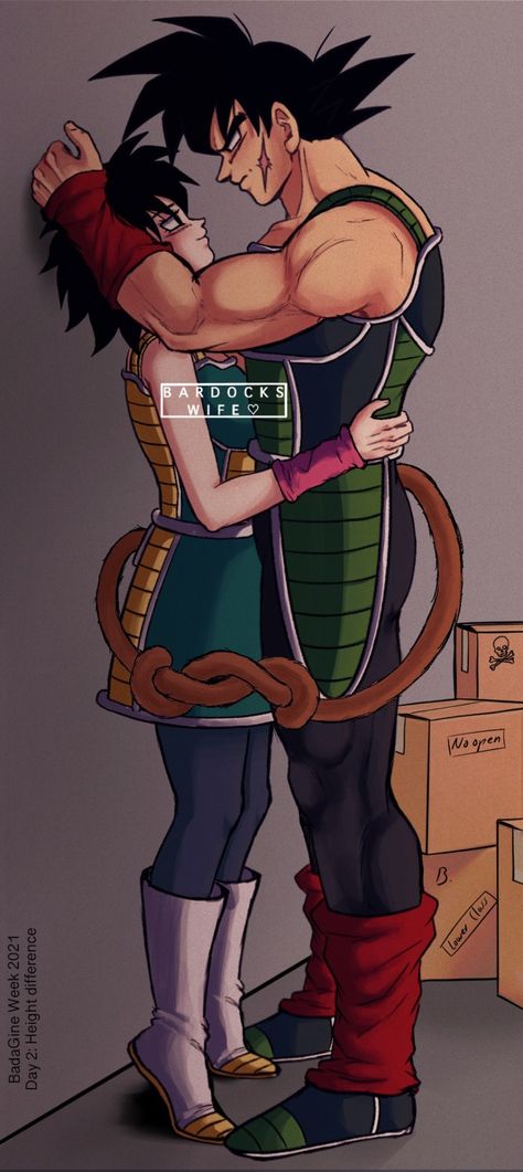 Bardine Week — BadaGine Week 2021. Day 2: Height difference. "I... Bardock And Gine, Bardock X Gine, Goku And Chichi, Vegeta And Bulma, Super Dragon Ball Heroes, Height Difference, Body Reference Drawing, Cant Help Falling In Love, Dragon Ball Gt