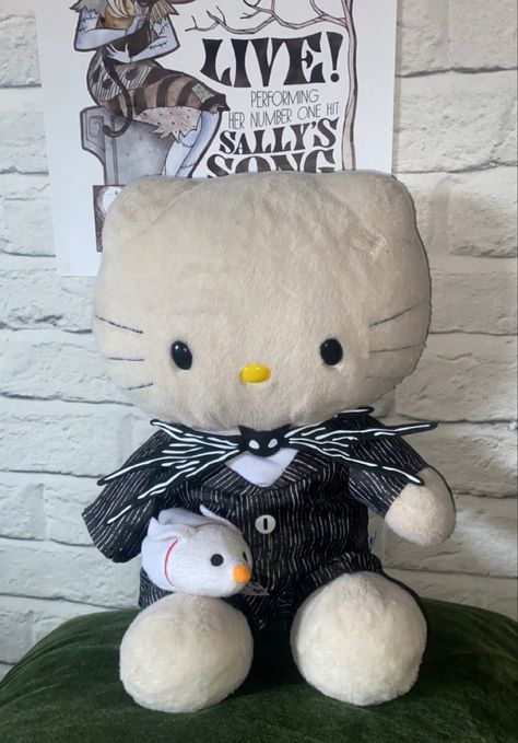 Hello Kitty Nightmare Before Christmas, Hello Kitty Jack Skellington, Shock Nightmare Before Christmas, Nightmare Before Christmas Aesthetic, Nightmare Before Christmas Plushies, Jack Skellington Stuffed Animal, Nightmare Before Christmas Stuffed Animals, Hello Kitty Frankenstein Plush, Christmas Hello Kitty Plush