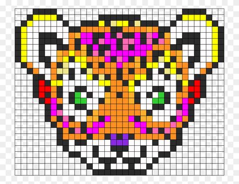 Lisa Frank Perler Beads, Groovy Pixel Art, Lisa Frank Pixel Art, Lisa Frank Perler Bead Patterns, Lisa Frank Perler, Square Perler Bead Patterns, Perler Designs, Fuse Bead Patterns, Pixel Art Templates